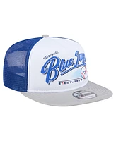 New Era Men's White/Gray Toronto Blue Jays Retro Script Trucker 9FIFTY Snapback Hat