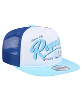 New Era Men's White/Light Blue Kansas City Royals Retro Script Trucker 9FIFTY Snapback Hat