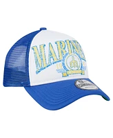 New Era Men's Royal Seattle Mariners Distressed 9FORTY A-Frame Adjustable Trucker Hat