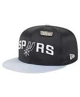 New Era Men's Black/Silver San Antonio Spurs Throwback Satin Vintage Pin Two-Tone 59FIFTY Fitted Hat