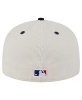 New Era Men's Cream/Navy Cleveland Guardians Two-Tone Corduroy 59FIFTY Fitted Hat