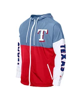 New Era Men's Red/Light Blue Texas Rangers Color Block Full-Zip Hoodie Windbreaker Jacket