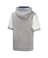 Outerstuff Big Boys and Girls Heather Gray Los Angeles Dodgers Line Up Short Sleeve Pullover Hoodie