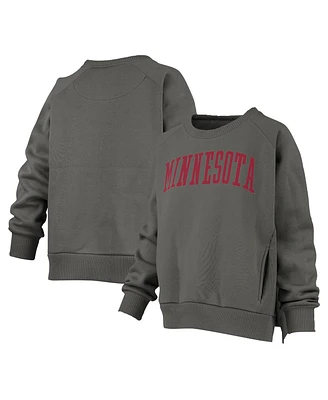 Pressbox Women's Charcoal Minnesota Golden Gophers Pocketed Raglan Pullover Sweatshirt