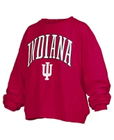Pressbox Women's Crimson Indiana Hoosiers Janise Arch Over Logo Waist Length Oversized Pullover Sweatshirt