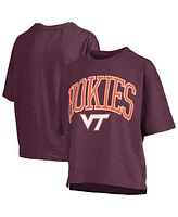 Pressbox Women's Maroon Virginia Tech Hokies Nelson Arch Over Logo Waist Length Oversized Slub T-Shirt