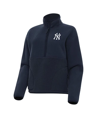 Antigua Women's Navy New York Yankees Figure Half-Zip Sweatshirt