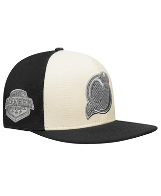 Pro Standard Men's Cream/Black New Jersey Devils French Terry Snapback Hat