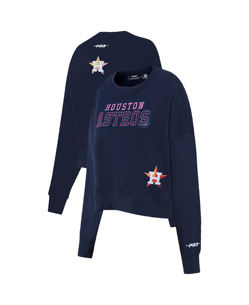 Pro Standard Women's Navy Houston Astros Game Day Classics Crewneck Pullover Sweatshirt