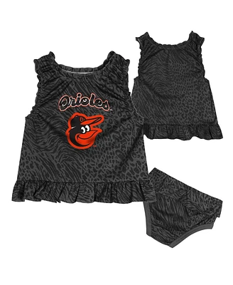 Outerstuff Baby Boys and Girls 2-Piece Black Baltimore Orioles Playground Dress Bloomers Set