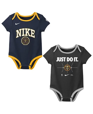 Nike Big Boys and Girls Navy/Black Denver Nuggets Just Do It Bodysuit Set 2-Pack