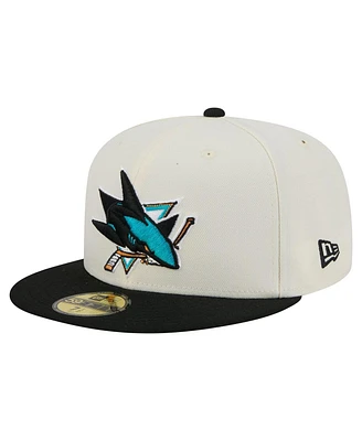 New Era Men's White San Jose Sharks Chrome Two-Toned 59FIFTY Fitted Hat
