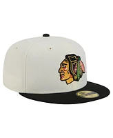 New Era Men's White Chicago Blackhawks Chrome Two-Toned 59FIFTY Fitted Hat