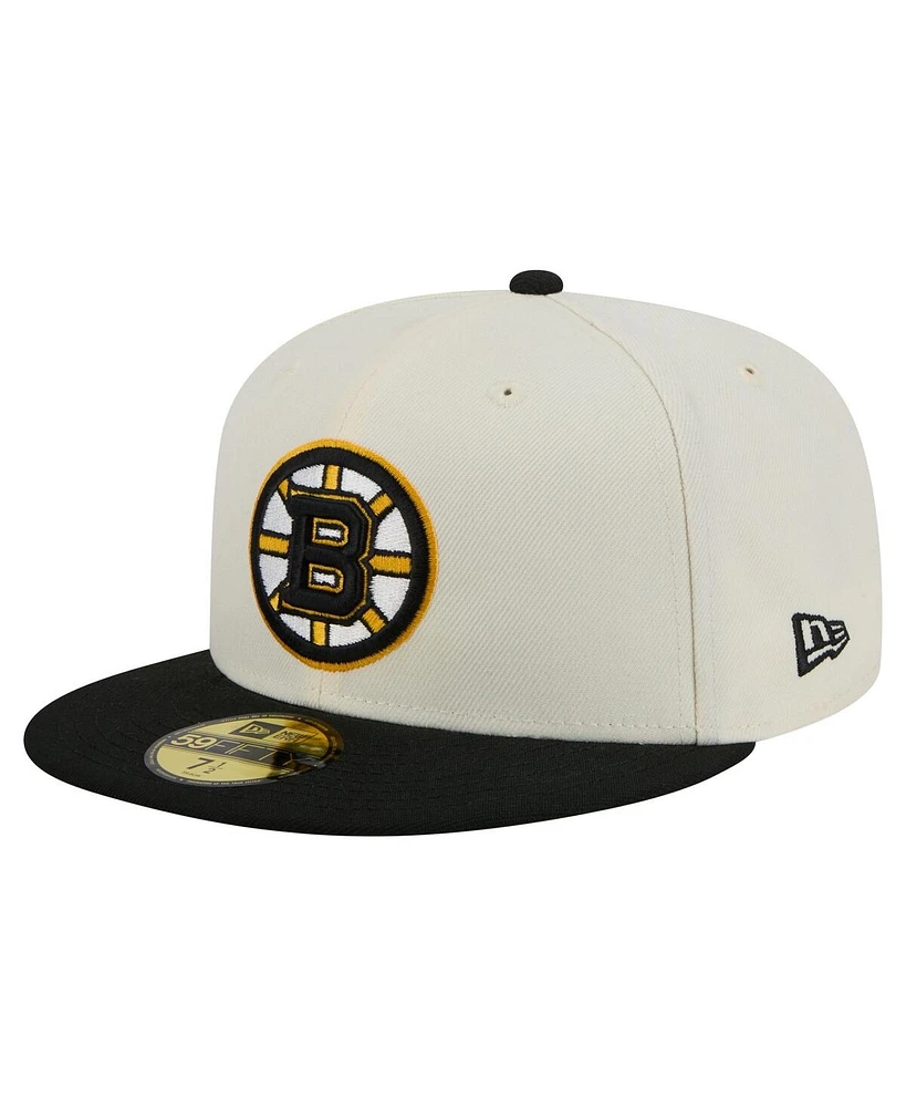 New Era Men's White Boston Bruins Chrome Two-Toned 59FIFTY Fitted Hat