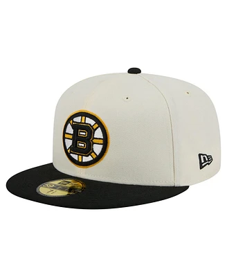 New Era Men's White Boston Bruins Chrome Two-Toned 59FIFTY Fitted Hat