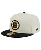 New Era Men's White Boston Bruins Chrome Two-Toned 59FIFTY Fitted Hat