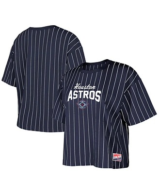 New Era Women's Navy Houston Astros 2025 City Connect Boxy Pinstripe T-Shirt