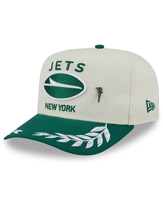 New Era Men's Cream/Green York Jets 2025 Nfl Draft A-Frame 59FIFTY Fitted Hat