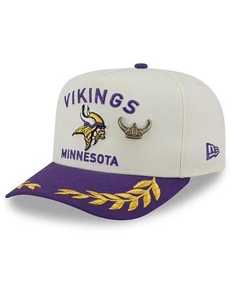 New Era Men's Cream/Purple Minnesota Vikings 2025 Nfl Draft A-Frame 59FIFTY Fitted Hat