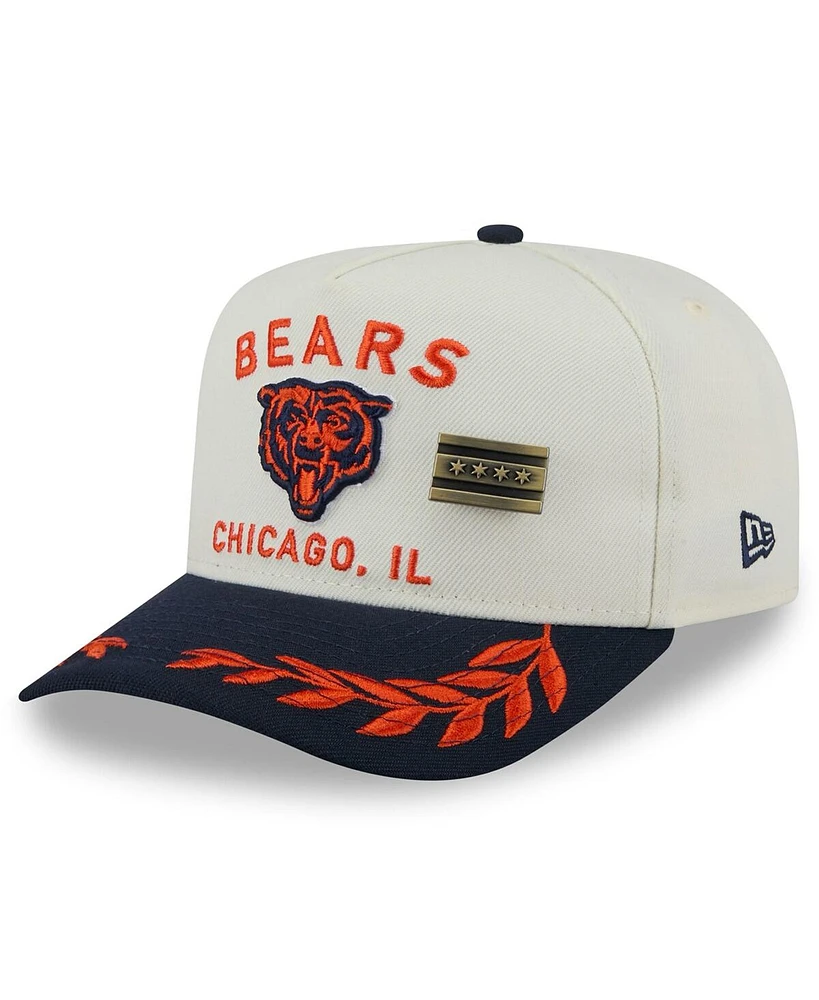 New Era Men's Cream/Navy Chicago Bears 2025 Nfl Draft A-Frame 59FIFTY Fitted Hat