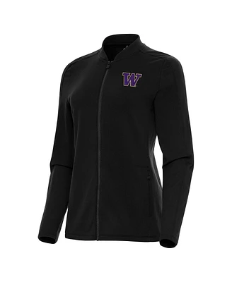Antigua Women's Black Washington Huskies Continual Full-Zip Jacket