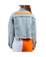 Hype and Vice Women's Denim Tennessee Volunteers Lightwash Full-Button Jean Jacket