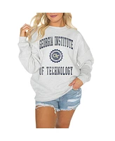Gameday Couture Women's Steel Georgia Tech Yellow Jackets Good Vibes Premium Fleece Drop Shoulder Pullover Sweatshirt