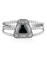 Sterling Silver Black Onyx Trapezoid Cuff Bracelet