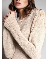 Celtic & Co. Women's Slub Knit Button Detail Sweater