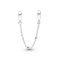 Pandora Triple Blue Stone Safety Chain Charms