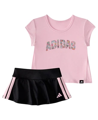 adidas Baby Girls 2-Piece Pleated T-Shirt and Flounce Skort Set
