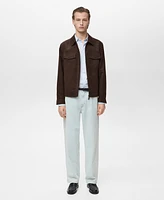 Mango Men's Faux-Suede Zipper Jacket