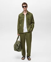Mango Men's Linen Pocketed Overshirt
