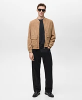 Mango Men's Suede Leather Bomber Jacket
