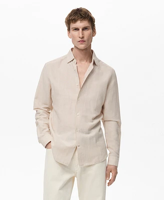Mango Men's Linen Pinstripe Shirt