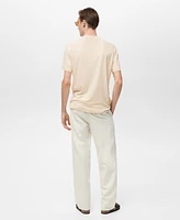 Mango Men's Button Linen Blend T-Shirt