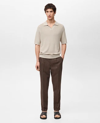 Mango Men's Eu Regular-Fit Linen-Blend Pants