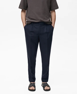 Mango Men's Regular-Fit Linen-Blend Pants