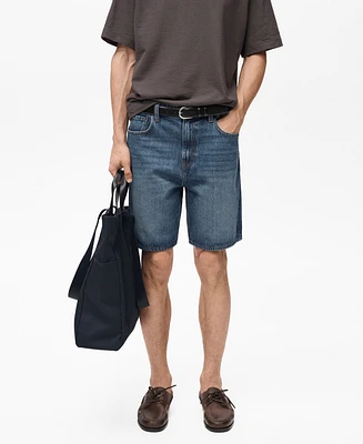 Mango Men's Denim Washed-Effect Bermuda Shorts