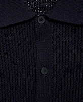 Mango Men's Openwork Knit Cotton Shirt