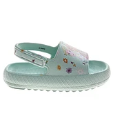 Disney Toddler Girls Frozen Anna and Elsa Hook Loop Backstrap Slides