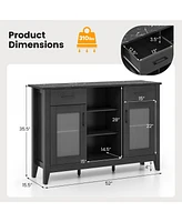 2-Drawer Sideboard Buffet Cabinet – 4 Adjustable Shelves for Storage Dining Room, Kitchen, or Living Room