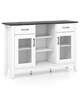 2-Drawer Sideboard Buffet Cabinet – 4 Adjustable Shelves for Storage Dining Room, Kitchen, or Living Room
