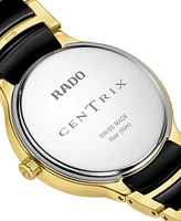 Rado Women's Swiss Centrix Diamond Accent Black Ceramic & Gold Pvd Stainless Steel Bracelet Watch 35mm