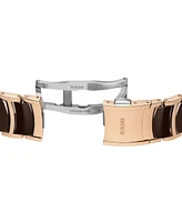 Rado Unisex Swiss Chronograph Centrix Brown Ceramic & Rose Gold Pvd Stainless Steel Bracelet Watch 41mm