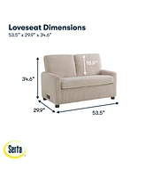 Serta 53.3" Corduroy Danson Convertible Loveseat with Charging Port