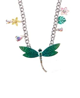 Betsey Johnson Faux Stone Garden Glam Dragonfly Bib Necklace