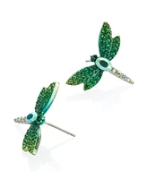 Betsey Johnson Faux Stone Garden Glam Dragonfly Stud Earrings