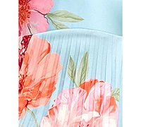 Katia Rae Juniors' Floral Bow-Back Pleated Maxi Dress