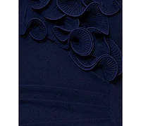 Xscape Plus Ruffled Side-Slit Evening Gown